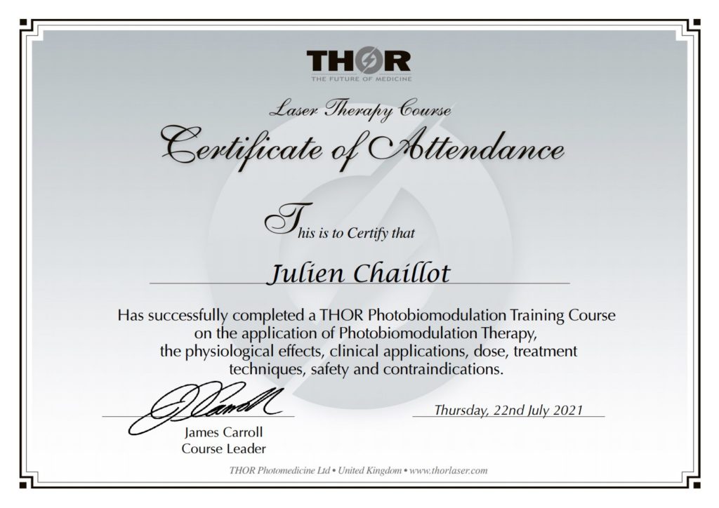 certificat THOR laser